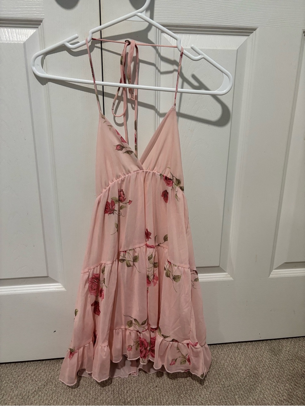 Urban Planet Pink Floral Tiered Halter Sundress